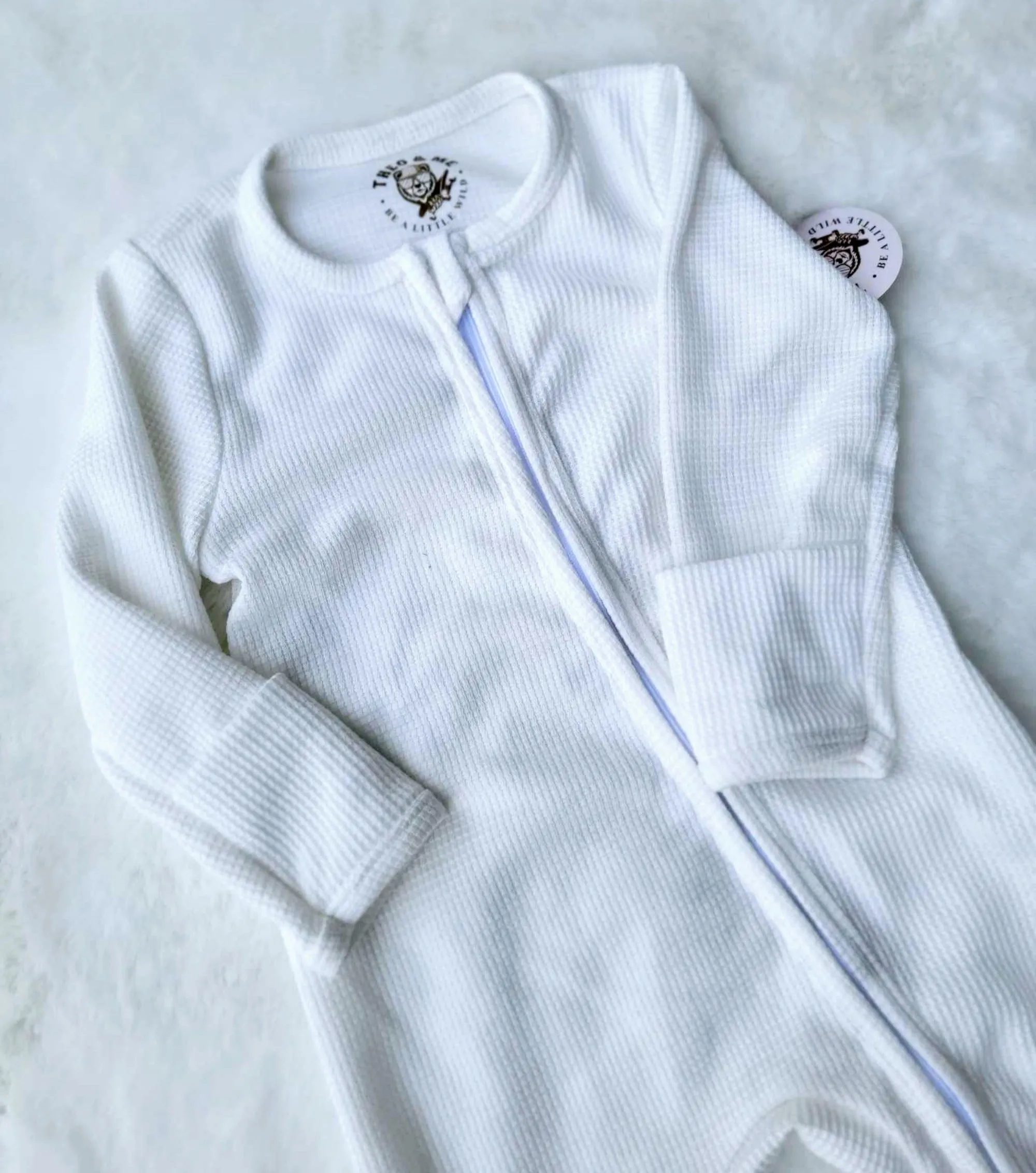 Unisex Soft Sleepers - Solid White/Creme Waffle Knit