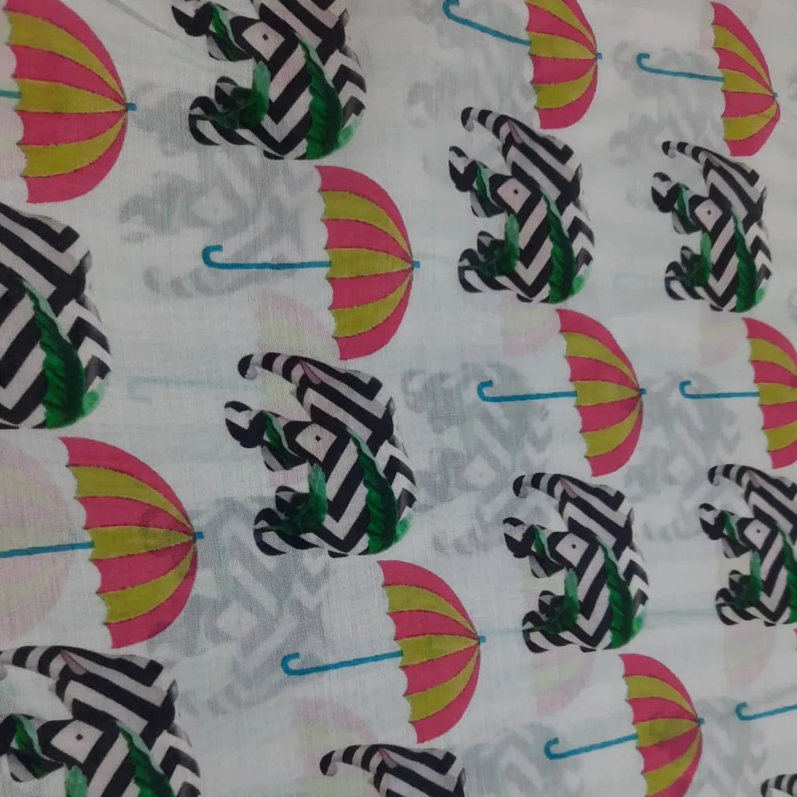 White Traditional Print Cotton Silk Fabric