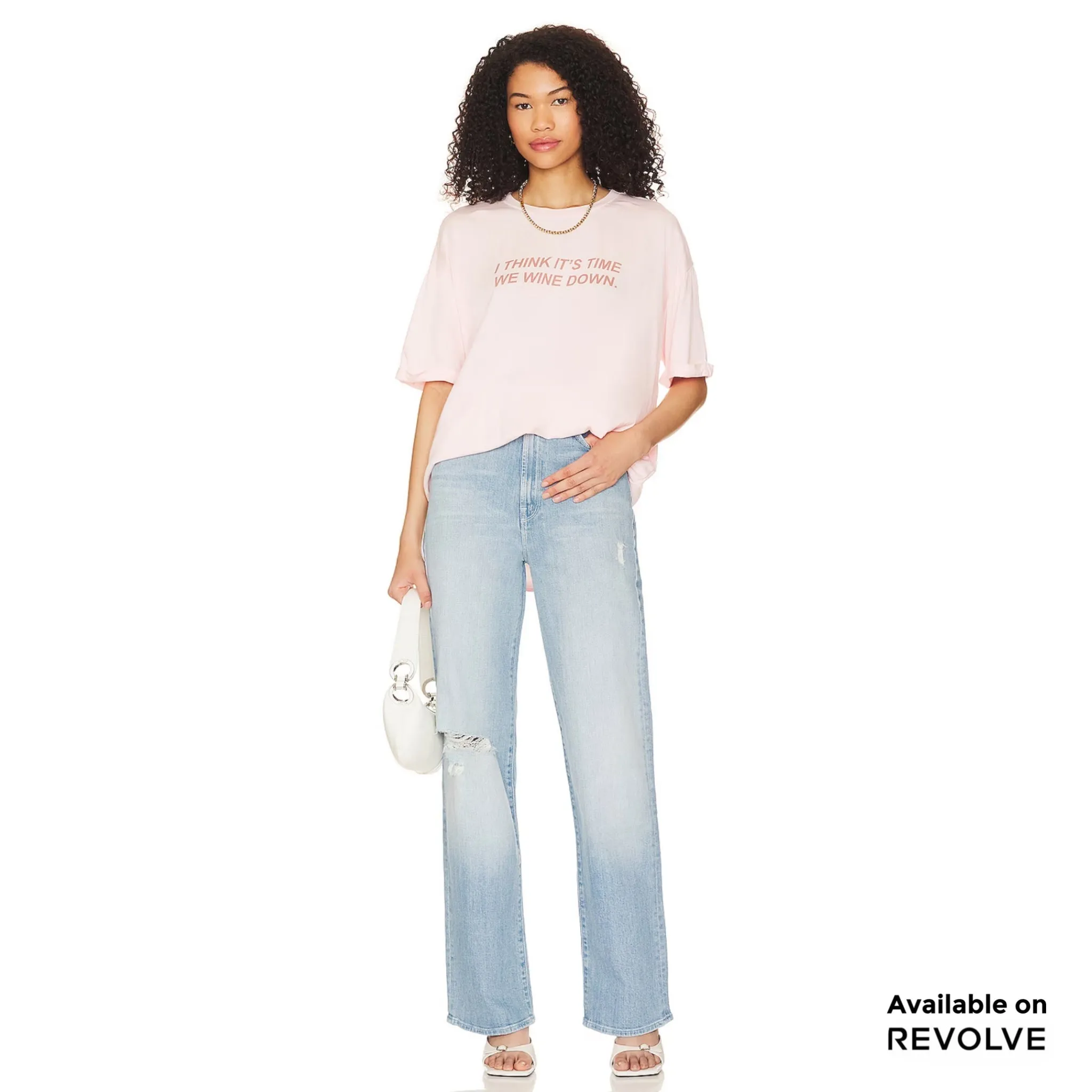 Wine Down - Oversized Tee - Blush Pink