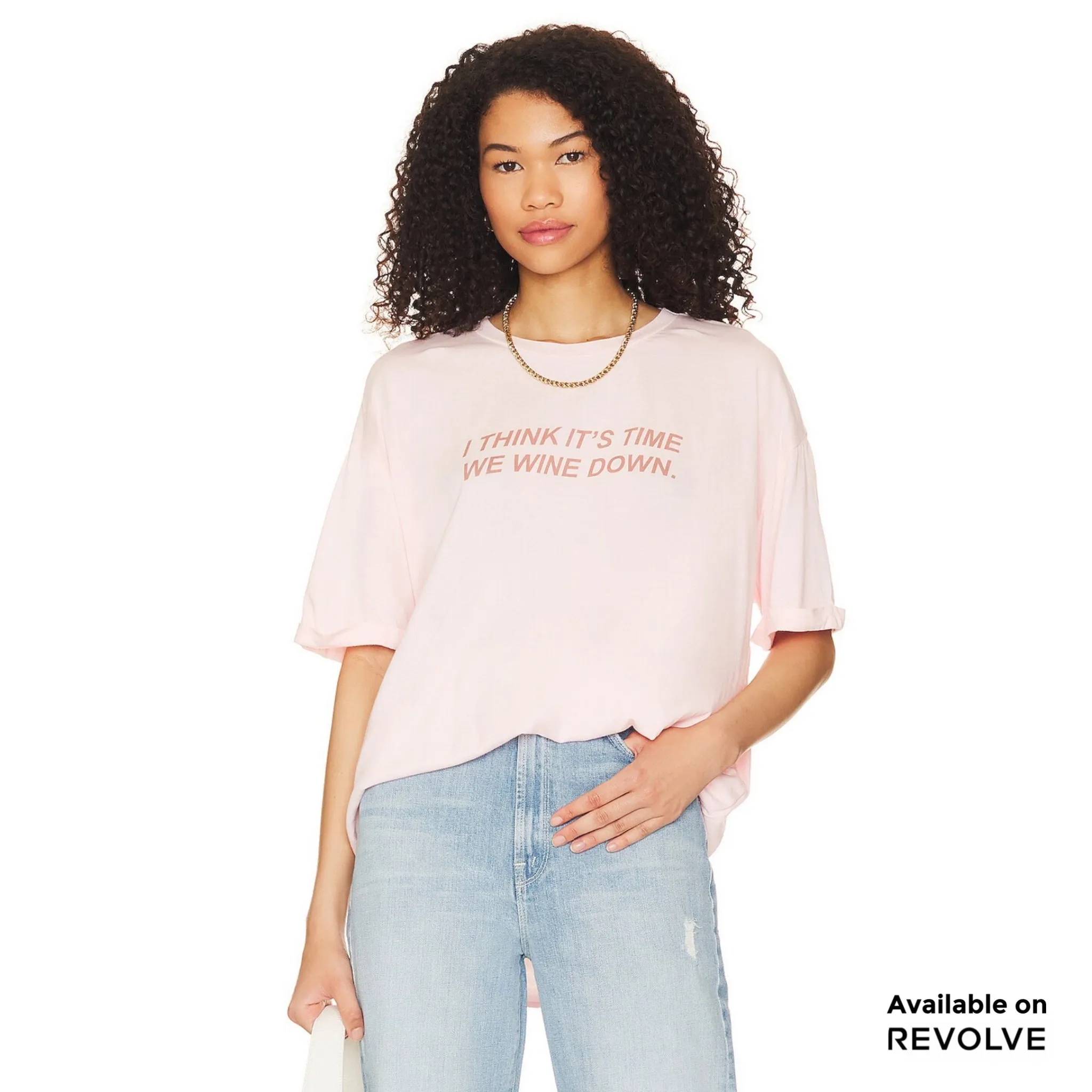 Wine Down - Oversized Tee - Blush Pink