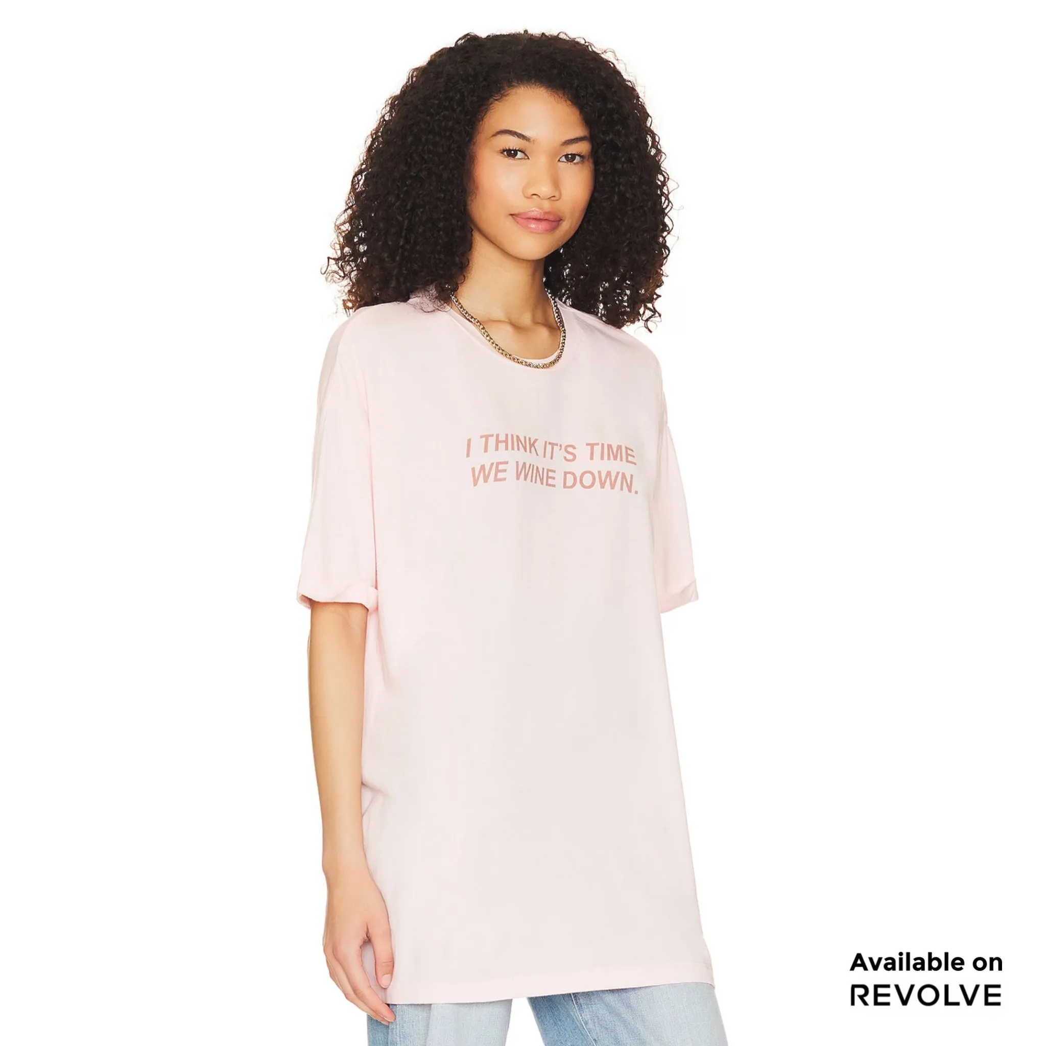 Wine Down - Oversized Tee - Blush Pink