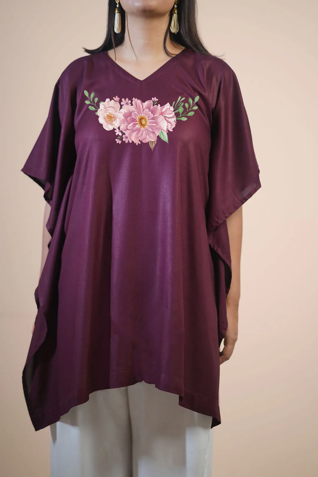 Wine Rayon KaftanKurta - VinoTinto