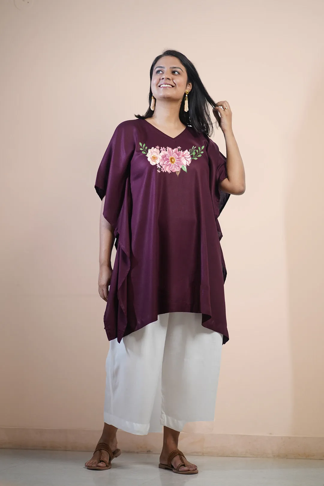 Wine Rayon KaftanKurta - VinoTinto