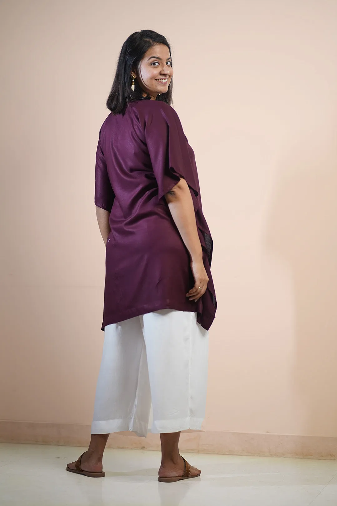 Wine Rayon KaftanKurta - VinoTinto